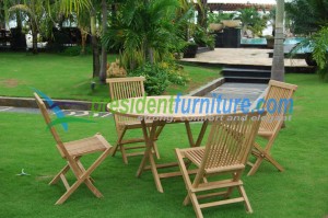 Teak garden furniture set folding chair with round table 120cm