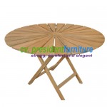 Teak Sun Round Folding Table 120