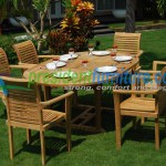 teak garden furniture Scroll Back Stacking Set