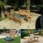 teak garden furniture Oval EXT Table 180x240 x110 Folding Chair