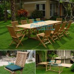 teak garden furniture Rect D Ext Table 200-300x110 Folding Chair