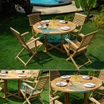 teak garden furniture Round Cross Leg Table 100cm Garuda Arm Chair