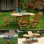 teak garden furniture Round EXT Table (120-120cm)x170 Folding Arm Chair