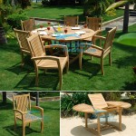 teak garden furniture Round Ext Table Stacking President