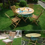 teak garden furniture Round Folding Table 110cm Folding Chair