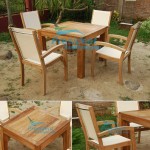 teak garden furniture Square Table 10cm Leg 140cm President Batyline Stacking Chair