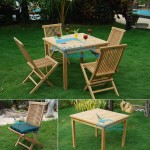 teak garden furniture Square Table Bistro 90cm Folding Chair
