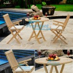 teak garden furniture Folding Arm Chair Round Folding Table 90