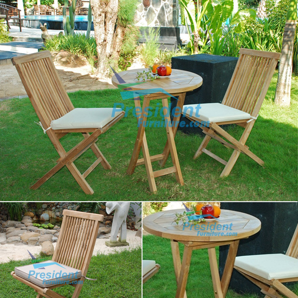 teak garden furniture Folding Chair Round Folding Table 60