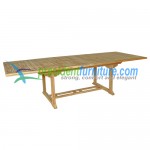 teak garden furniture Recta Double Ext Table 200-300x110 Cross Thin Slat 3,5cm Thick