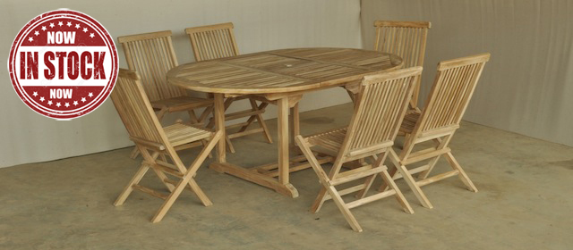 Set Round Extending Table 120-170x120 cm and 6 Folding Chair