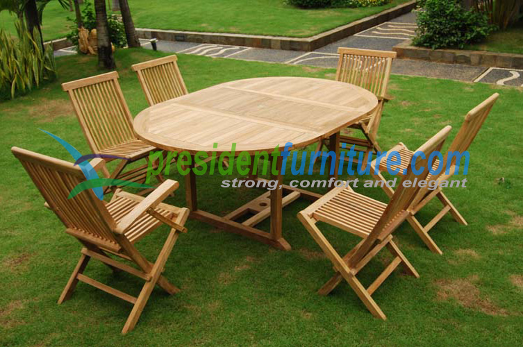 Teak garden furniture best seller 6 seater folding chair set