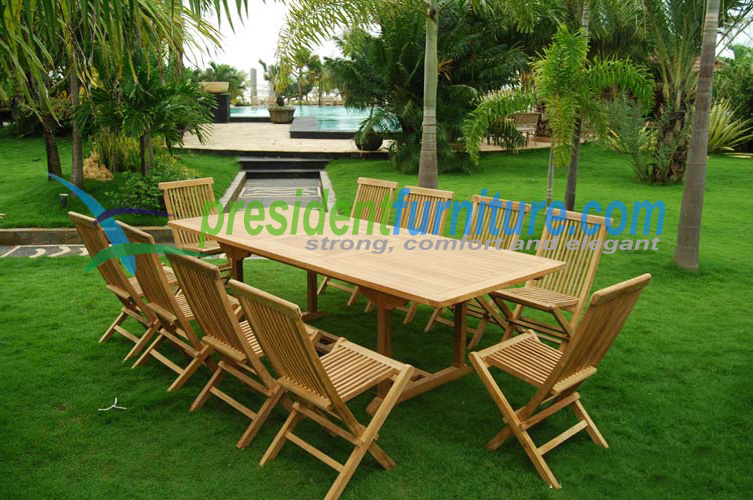 Teak garden furniture best seller 10 seater folding chair set